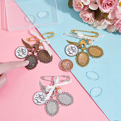 DIY Oval Blank Dome Wedding Bouquet Photo Charms Alloy Brooche Making Kit&nbsp;JEWB-AB00030
