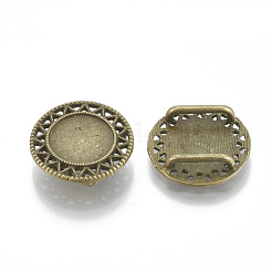 Tibetan Style Alloy Slide Charms Cabochon Settings&nbsp;TIBE-Q086-038AB-FF