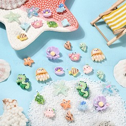 30Pcs 15 Styles Ocean Theme Opaque Resin Decoden Cabochons&nbsp;RESI-YW0001-84