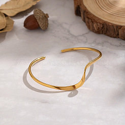 Minimalist Wave Shape 304 Stainless Steel Open Cuff Bracelets for Women&nbsp;LS-XJ3196