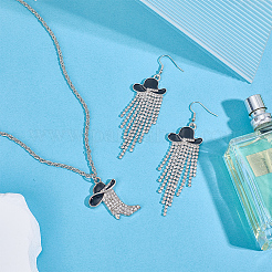 Iron Pendant Necklaces & Alloy Dangle Earring Sets&nbsp;SJEW-UN00005