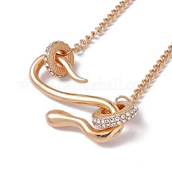 Crystal Rhinestone Snake Pendant Necklace with Alloy Curb Chains for Women&nbsp;NJEW-I118-02KCG