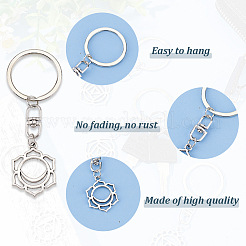 6Pcs 3 Style Chakra Alloy Symbol Pendant Keychains&nbsp;KEYC-FG0001-14