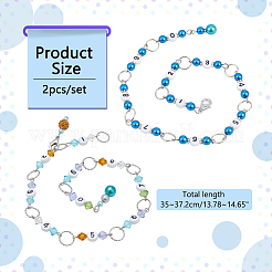 ABS Plastic Imitation Pearl & Acrylic & Glass Beaded Knitting Row Counter Chains&nbsp;HJEW-AB00548