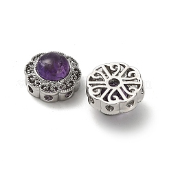 Brass Pave Natural Amethyst Multi-Strand Links&nbsp;KK-D366-01P-A