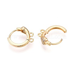 Brass Micro Pave Cubic Zirconia Hoop Earring Finding&nbsp;KK-N261-45G