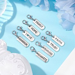 8Pcs 8 Styles Alloy Rectangle with Inspirational Word Pendant Decoration&nbsp;HJEW-JM02380