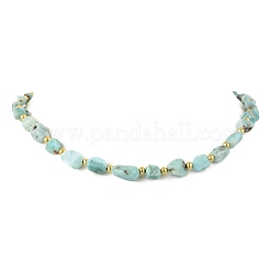 Natural Larimar & Brass Spacer Beaded Necklaces for Women&nbsp;NJEW-JN06619