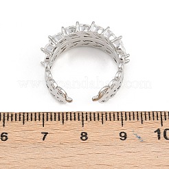 Brass Micro Pave Cubic Zirconia Cuff Rings for Women&nbsp;RJEW-Z113-49P