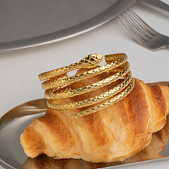 304 Stainless Steel Vintage Layered Snake Open Cuff Bangles for Women&nbsp;JI6081