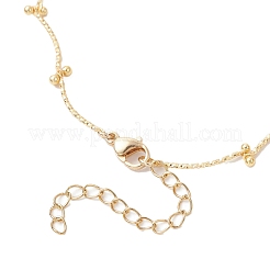 Brass Curved Bar Link Chains with Round Ball Charms Anklets for Women&nbsp;AJEW-AN00713
