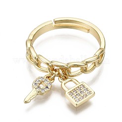 Adjustable Brass Micro Pave Clear Cubic Zirconia Finger Rings&nbsp;RJEW-S044-142-NF