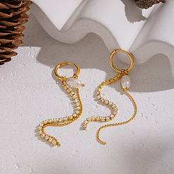 Oval 304 Stainless Steel & Freshwater Pearl Hoop Earrings&nbsp;DG4784
