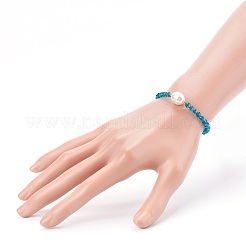 Faceted Round Glass Beaded Stretch Bracelets&nbsp;BJEW-JB05986-02