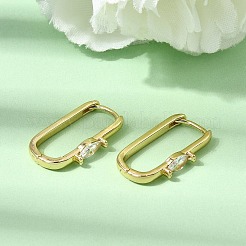 Brass Clear Cubic Zirconia Huggie Hoop Earrings&nbsp;EJEW-G473-03G