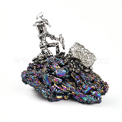 Electroplate Natural Coal Quartz Cluster Base Sculpture&nbsp;G-N347-02C