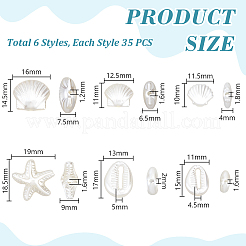 210Pcs 6 Styles ABS Imitation Pearl Beads&nbsp;OACR-GA0001-26