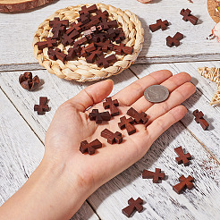 100Pcs Wood Dyed Cross Pendants&nbsp;WOOD-TA0001-93