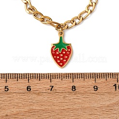 304 Stainless Steel Red Enamel Strawberry Pendant Necklaces for Women&nbsp;NJEW-F346-05G