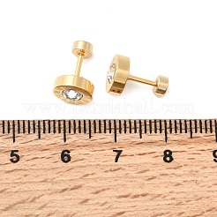 304 Stainless Steel Flat Round Stud Earrings&nbsp;EJEW-F396-01G-02
