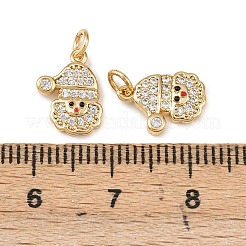 Christmas Brass Micro Pave Cubic Zirconia Charms&nbsp;KK-L255-18G-04