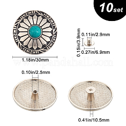 10Pcs 1-Hole Alloy & Turquoise Decorative Rivets&nbsp;FIND-GF0003-47