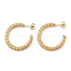 304 Stainless Steel Woven C-Shaped Stud Earrings&nbsp;EJEW-P324-07G
