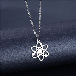304 Stainless Steel Atomic Symbol Cutout Pendant Necklaces for Women&nbsp;WG2CB86-01