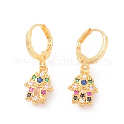 Brass Micro Pave Cubic Zirconia Dangle Hoop Earrings&nbsp;EJEW-F233-10