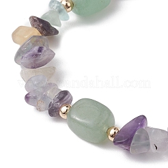 Natural Fluorite Chip & Cuboid Beaded Stretch Bracelets for Women&nbsp;BJEW-JB10808-05