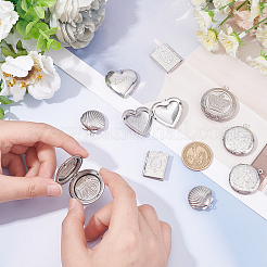 10Pcs 5 Style 304 Stainless Steel Diffuser Locket Pendants&nbsp;STAS-DC0007-57