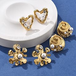 304 Stainless Steel Clear Cubic Zirconia Stud Earrings&nbsp;EJEW-R020-05G-03