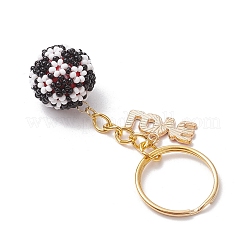 Football Glass Seed Bead Beaded Keychains&nbsp;KEYC-MZ00035
