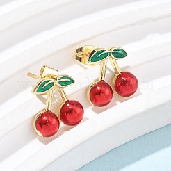 Brass Enamel Stud Earrings&nbsp;LS-EJEW-Q017-01A-G