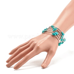 5-Loop Synthetic Turquoise(Dyed) Chip Beaded Wrap Bracelets for Women&nbsp;BJEW-JB01517-09