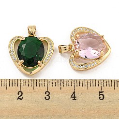 Brass Micro Pave Clear Cubic Zirconia Pendants&nbsp;KK-P263-23KCG