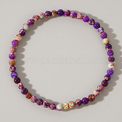Dyed Natural Imperial Jasper Round Beaded Stretch Bohemian Bracelets&nbsp;OI9972-8