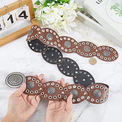 Vintage Alloy & PU Leather Oval Coin Waist Belts&nbsp;AJEW-WH20128-038B-1