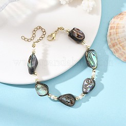 Natural Abalone Shell/Paua Shell Beaded Bracelets&nbsp;BJEW-JB14221