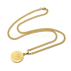 Flat Round with Saint Miller Archangel Pendant Necklaces&nbsp;NJEW-S422-03G