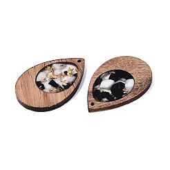 16Pcs 8 Styles Transparent Resin & Walnut Wood Pendants&nbsp;RESI-N053-06
