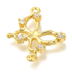 Brass Pave Clear Cubic Zirconia Connector Charms&nbsp;KK-K388-70G