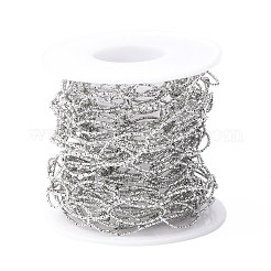 Tarnish Resistant 304 Stainless Steel Textured Horse Eye Link Chains&nbsp;CHS-I020-01A-P