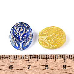 Oval with Rose Glass Beads&nbsp;GLAA-T025-75M