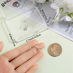 Anti-Tarnish 2 Pairs Rhodium Plated 925 Sterling Silver Earring Hooks&nbsp;STER-BBC0006-70