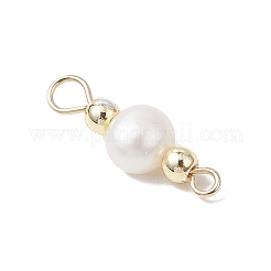 Natural Cultured Freshwater Pearl Potato & Round Electroplate Non-magnetic Synthetic Hematite Beaded Connector Charms&nbsp;PALLOY-JF04191-01
