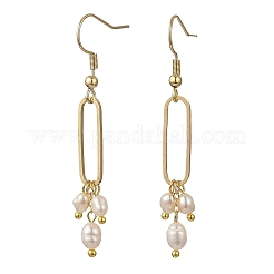 Brass & Natural Pearl Dangle Earrings&nbsp;EJEW-JE07330
