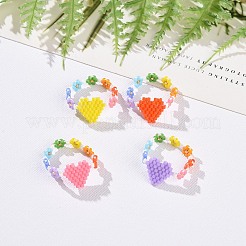 Glass Seed Beaded Finger Rings&nbsp;RJEW-MZ00003