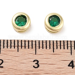 Brass with Single Cubic Zirconia Slide Charms&nbsp;LS-KK-C051-27G-02