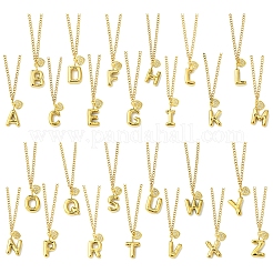 304 Stainless Steel Clear Cubic Zirconia Heart & Letter Pendant Curb Chain Necklaces for Women&nbsp;NJEW-FS00012-27N